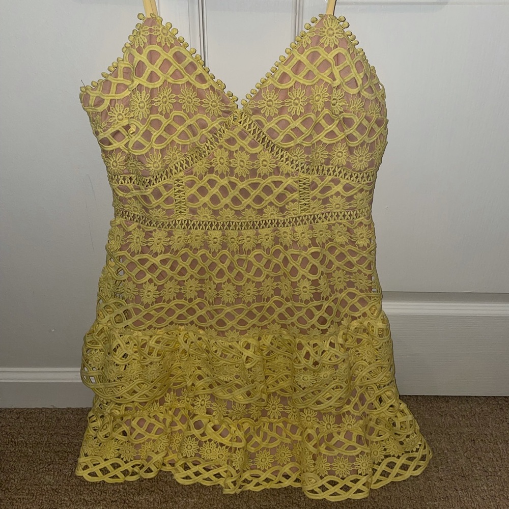 Lulu’s Yellow & Nude Lace Dress